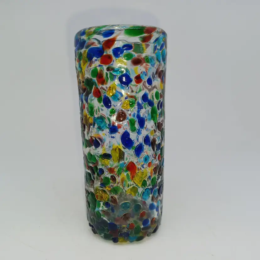 Mexican Pebble Confetti Shot Glass 4 inch blown glass