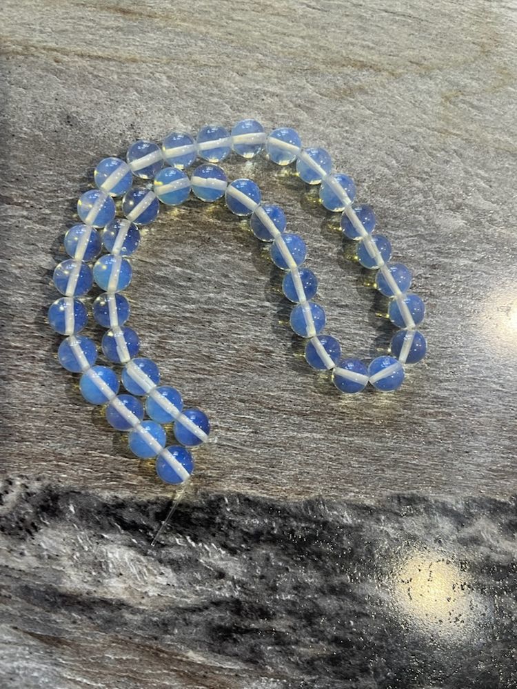White Opalite 8 mm Round Strung Beads 15 1/4 inch                                          #41