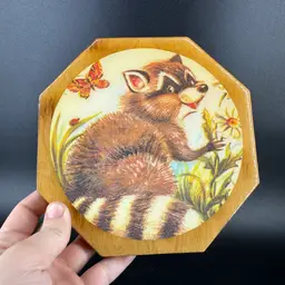 Wooden Raccoon Wall Art