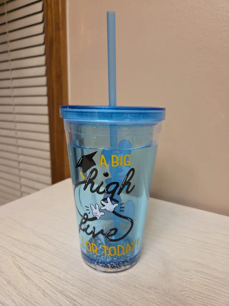 Disney Mickey Mouse Blue Graduation Tumbler with Straw Cup