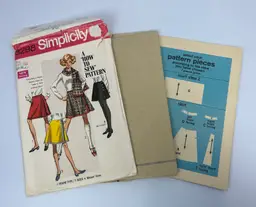 Vintage Simplicity Pattern #8298 Waist 25 1/2 Hip 36 Miss Front Wrap Skirt 2 Lengths & Scarf 1969