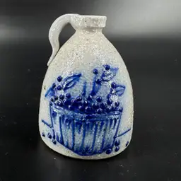 Stoneware Jug With "Blueberry Basket" s
Salt Glaze Pattern