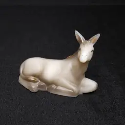 Fenton Nativity Figurine Gray Donkey First Edition Signed Glass Hand Painted