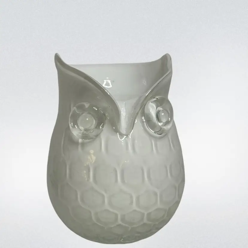 "Two's Company" White Glass Owl Votive Candle Vase
4-1/2” T x 3” L x 3-1/2” W