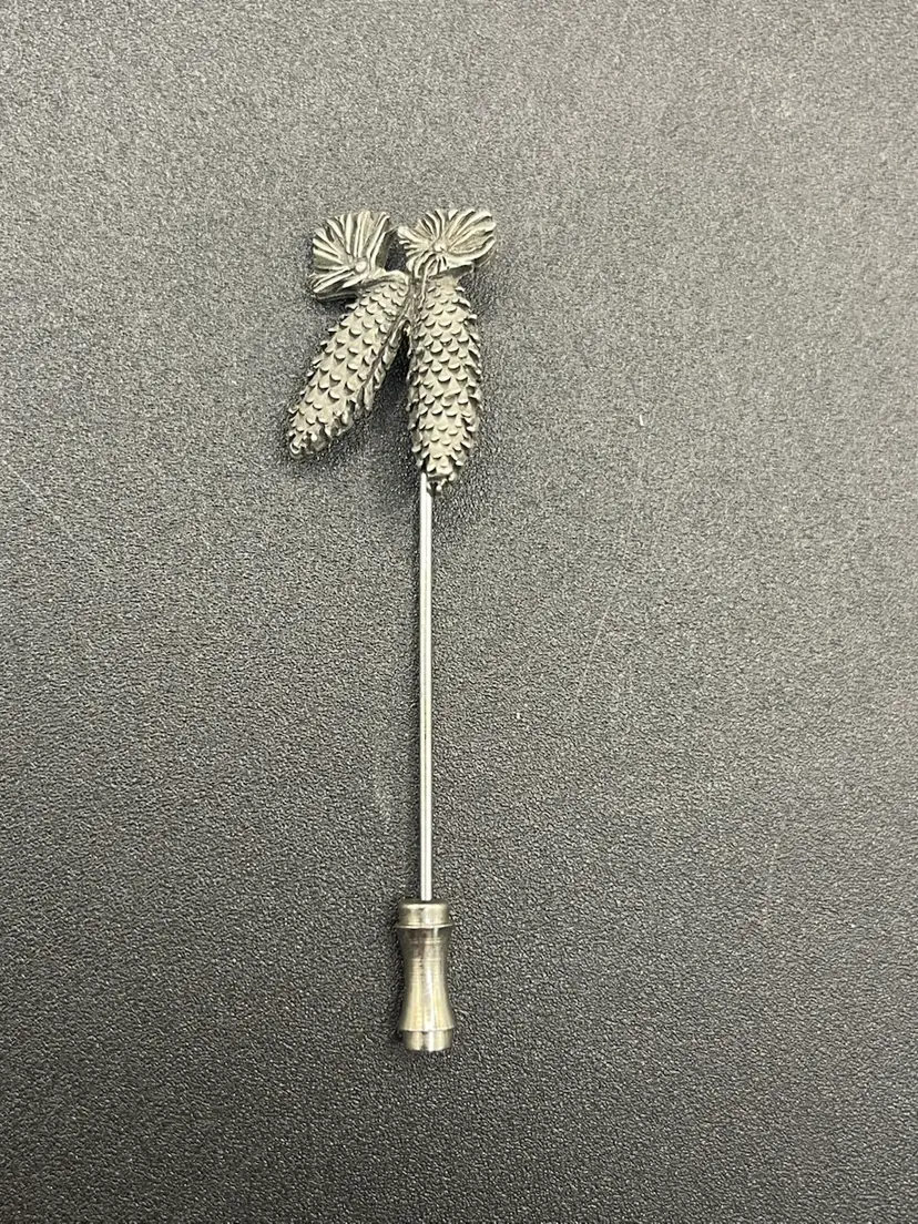 Silver Colored Pine Cone Stick Pin