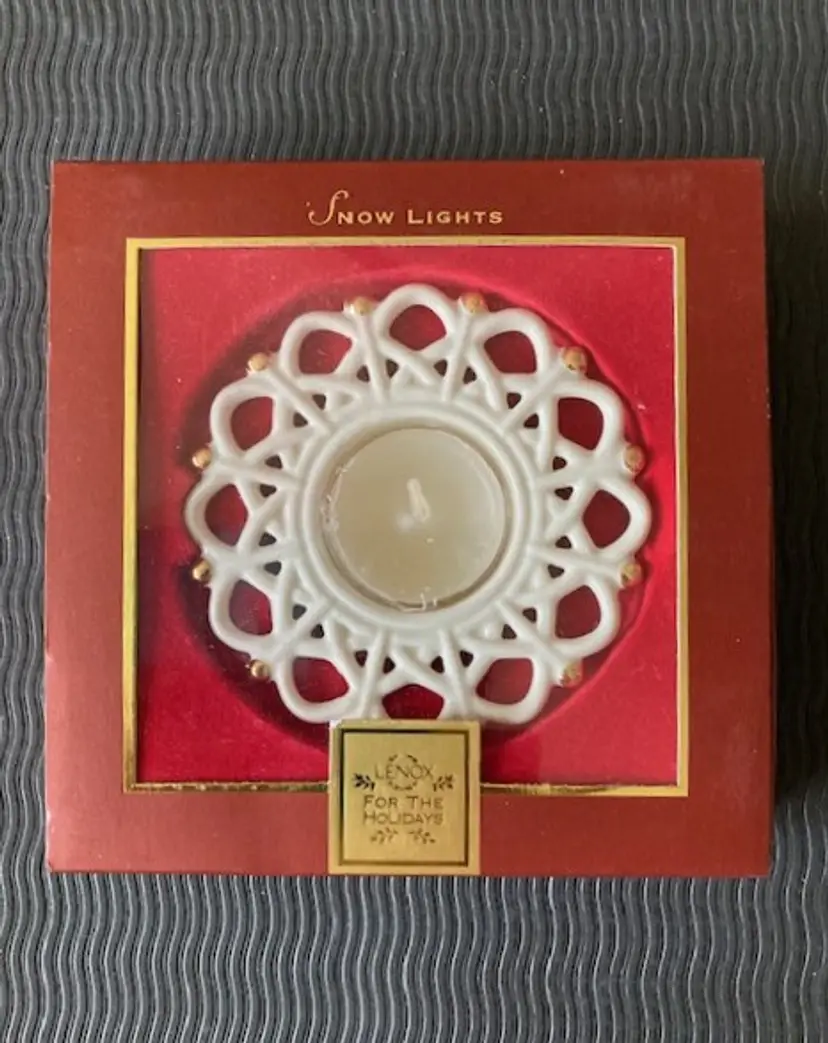 LENOX Snow Lights Shimmer Votive Candle Holder with Candle NIB