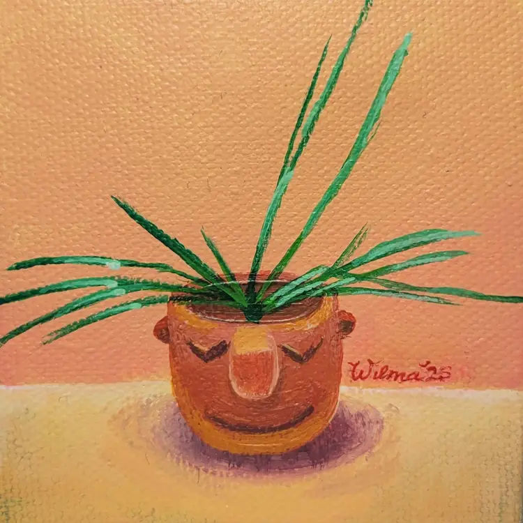 Painting – "Hoya spartioides in Moodie Pot, Aloe Frost"