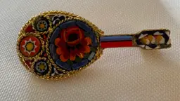 Micro Mosaic & Millefiori Mandolin Pin