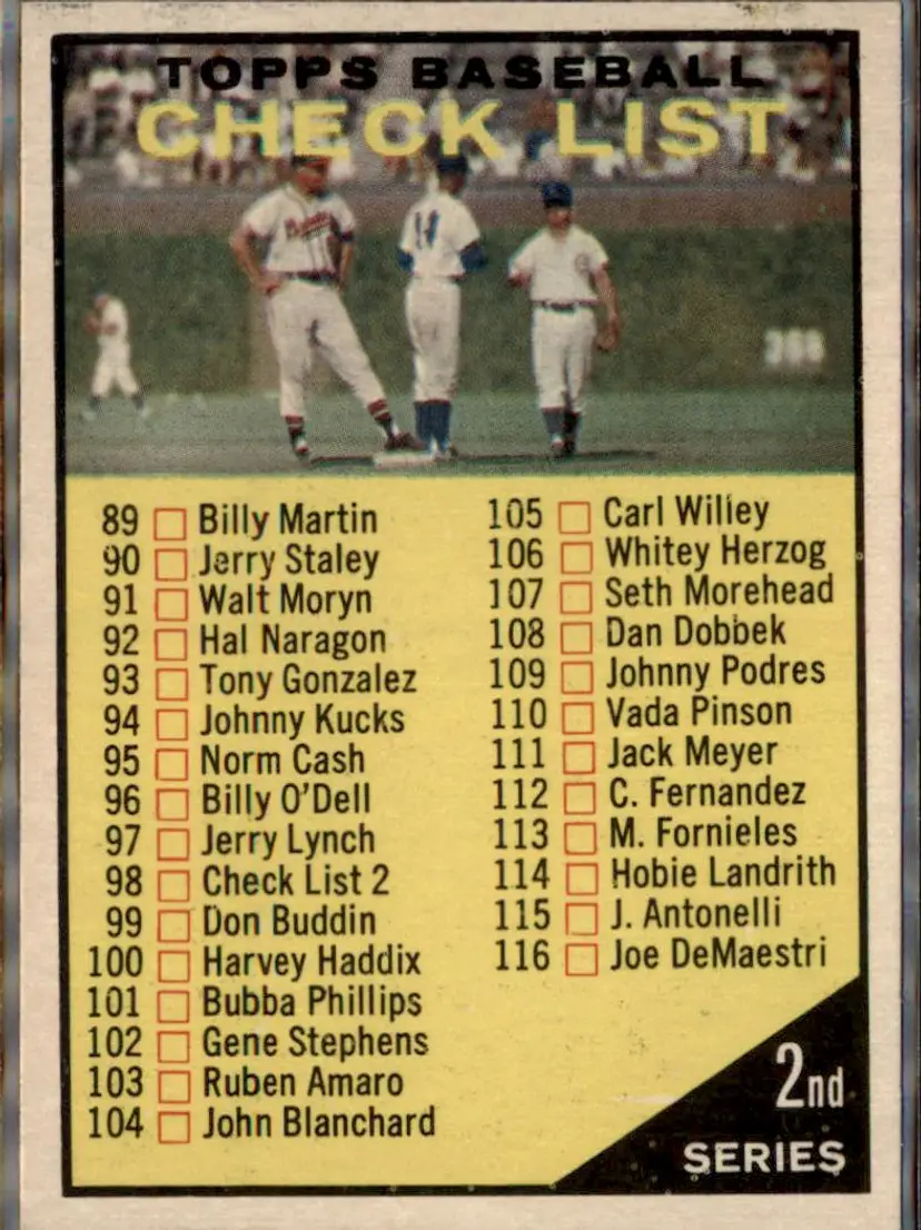 1961 Topps #98b 2nd Series Checklist: 89-176 - ( pk2 ) -
