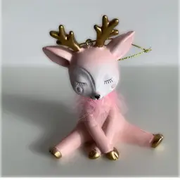 Adorable Pink Reindeer With Gold Hooves Ornament Christmas