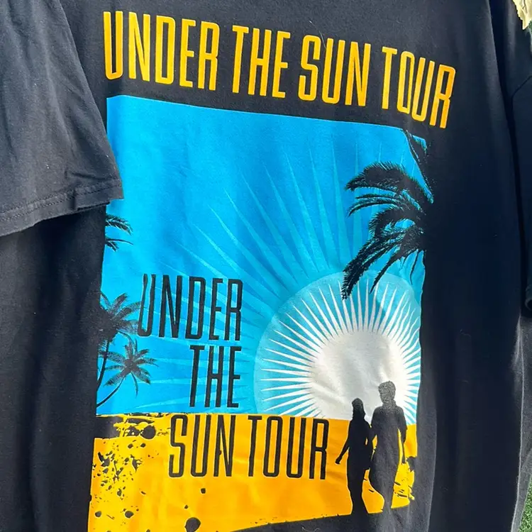 Under The Sun Tour Printed Black T-shirt  Official Merchandise, Concert Cities On Back Of Shirt , 2014