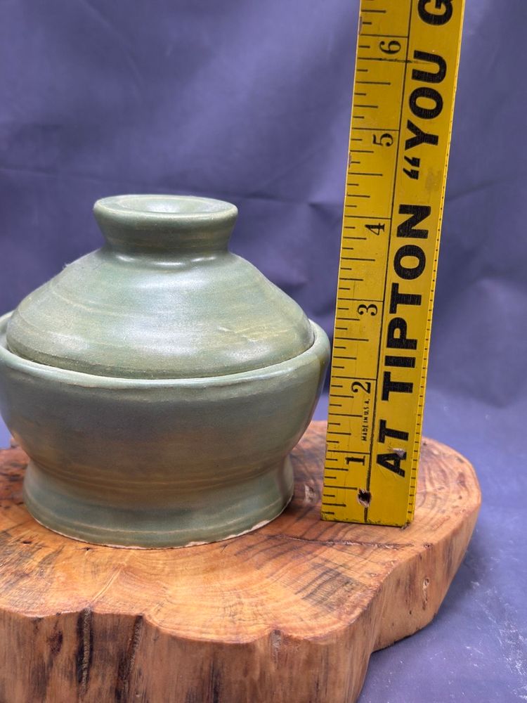 SALE Art Pottery Lidded Trinket Bowl Dresser Jar Handmade Signed