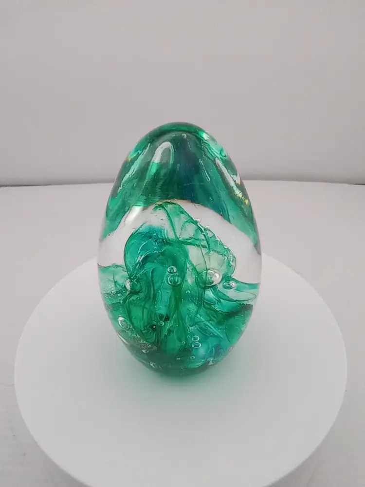 Federici Designs green aventurine egg paperweight, 1999