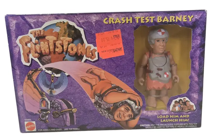 1993 The Flinstones Crash Test Barney Action FIGURE New In Box