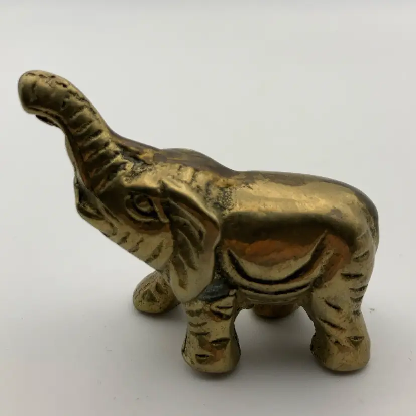 Miniature Brass Elephant 1 1/2” Tall 2” Long!