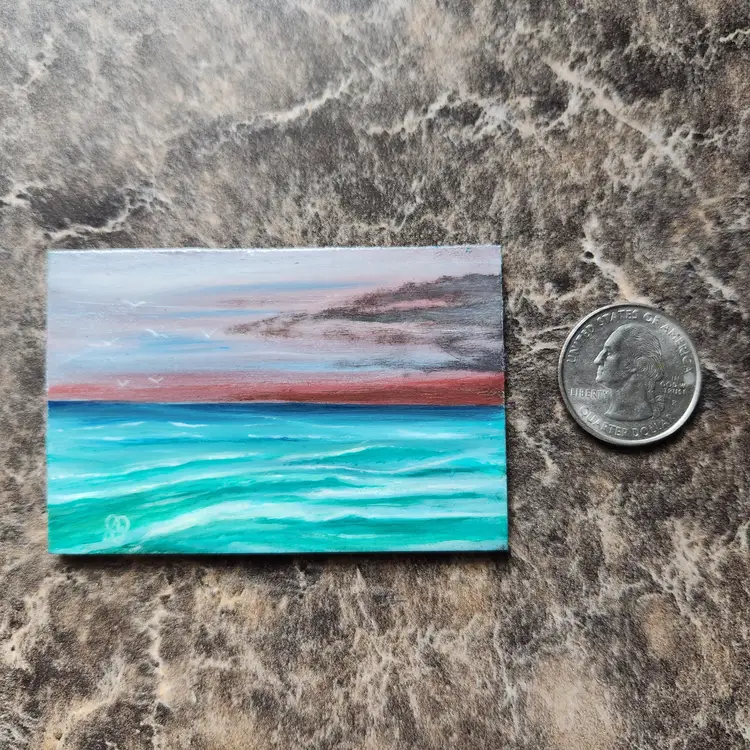 Miniature Oil Painting On Masonite Board Signed By The Artist Free Shipping