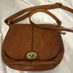 Vintage Fossil Brown Leather Crossbody Purse