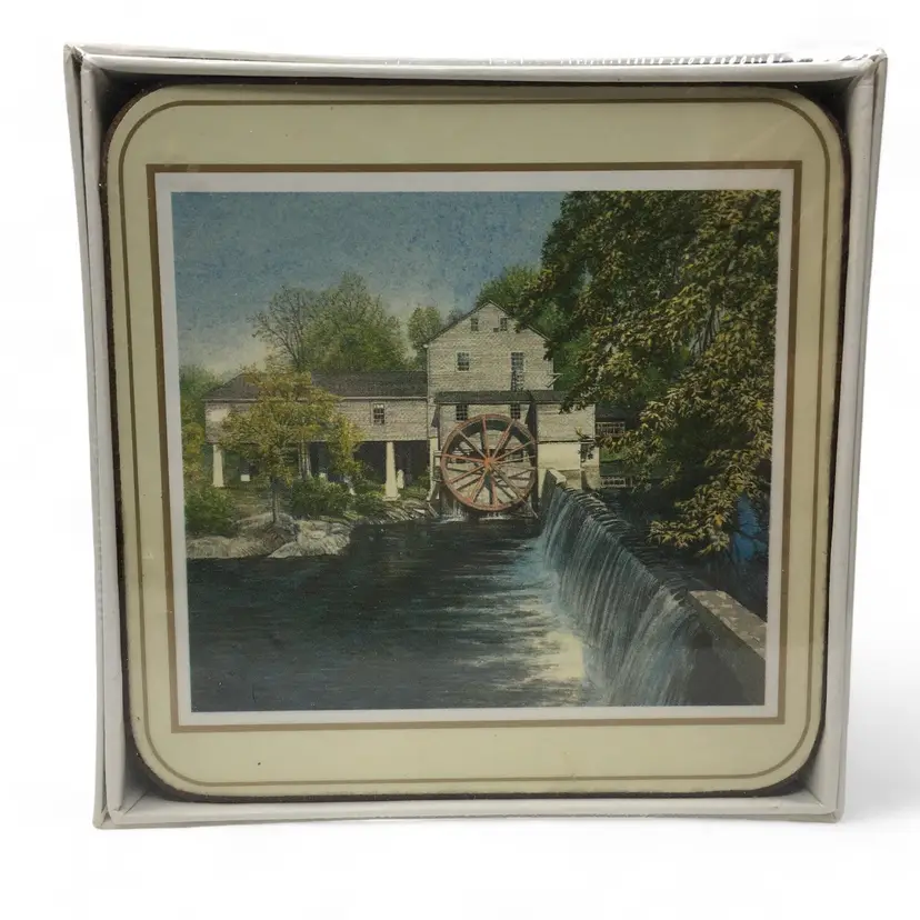 English Life Coasters Set of Six WATERMILLS - Made in England Factory Sealed VTG