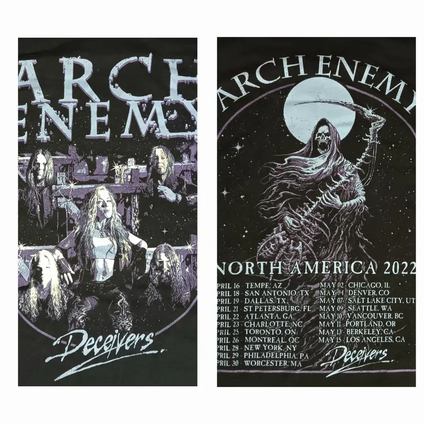 Arch Enemy Deceivers Tour t-shirt concert Swedish Death Metal Iron Maiden