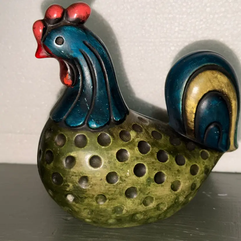 Ardco Ceramic Chicken Figurine Japan MCM Teal Green 5.5”