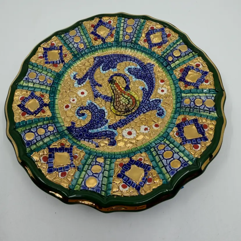 Lavorato A Mano In Oro Zecchino Hand Painted With Gold Dish / Ashtray 6” Italian