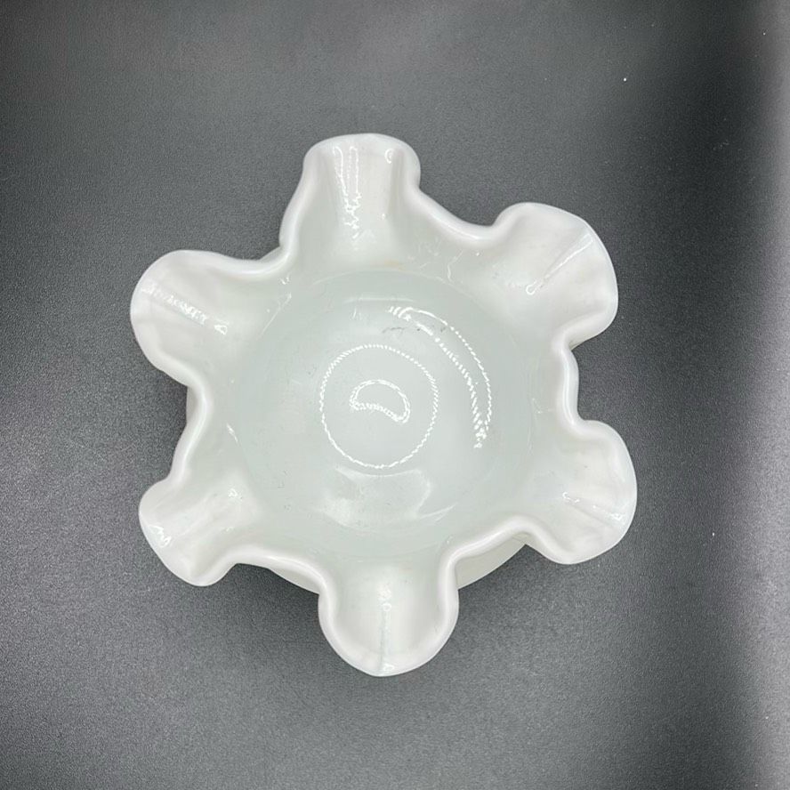 Niknax · Fenton Milk, Glass Ruffled Edge Bowl Or Vase