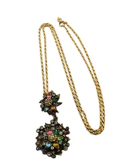 Vintage Unsigned Colorful Rhinestone Necklace Similar To Hollycraft (A9005)