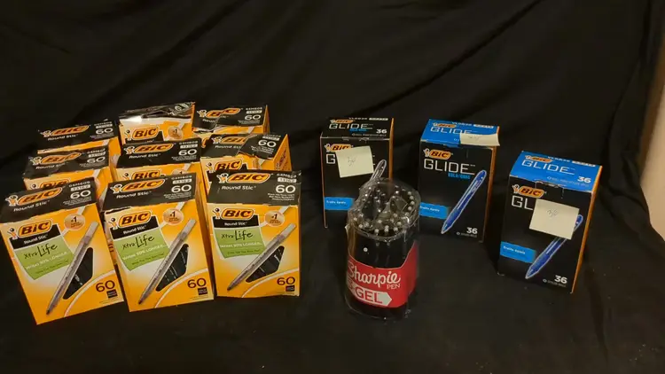 BIC Pen Lot-Round Stic, Glide and Sharpie S-Gel