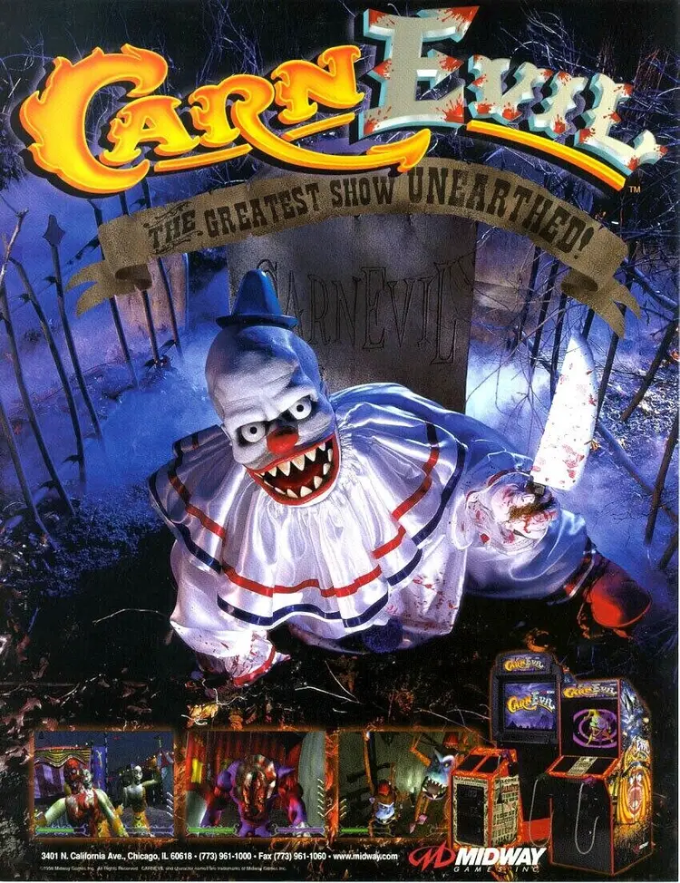Carn Evil Arcade FLYER Original NOS Horror Video Game Killer Clowns Horror It Carnival