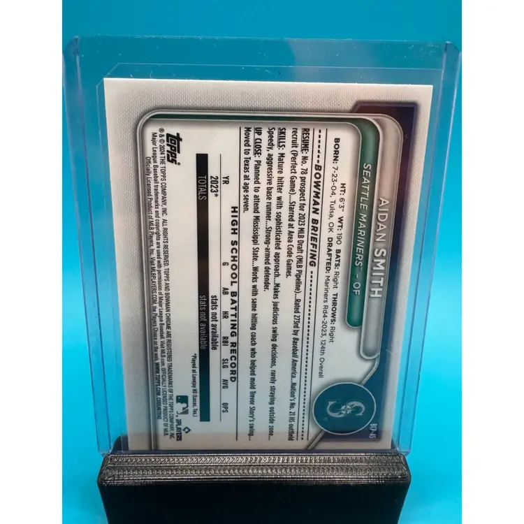 Aidan Smith 1st Bowman Sapphire Seattle Mariners