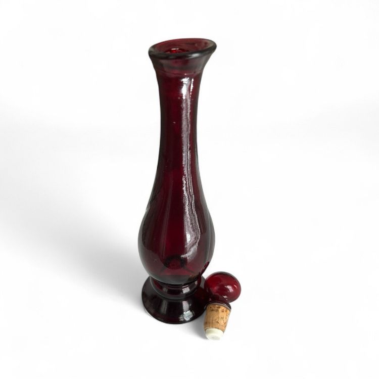 Vintage Avon Ruby Red Bud Vase Somewhere Cologne Bottle with Stopper
