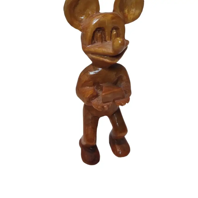 Mickey Mouse Wood Hand carved Figurine Light 