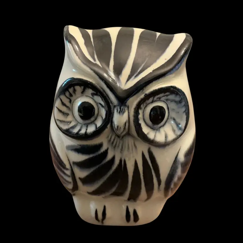 Vintage Hand painted Mexican Tonala Ceramic Pottery Owl 5” x 3.75”
