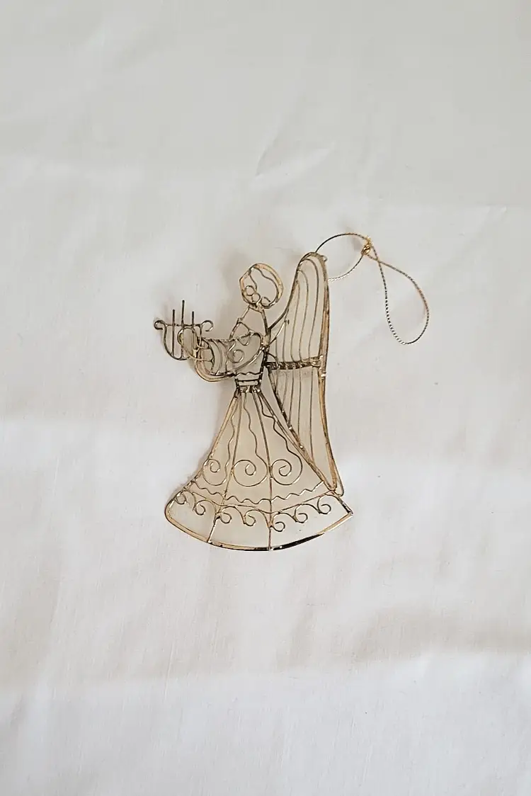 Ornament Handmade Plastic and Metal Angel With Musical Instrument