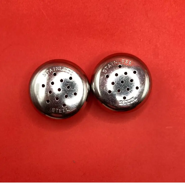 Mushroom top stainless steel replacement salt & pepper shaker topers, Set Of 2