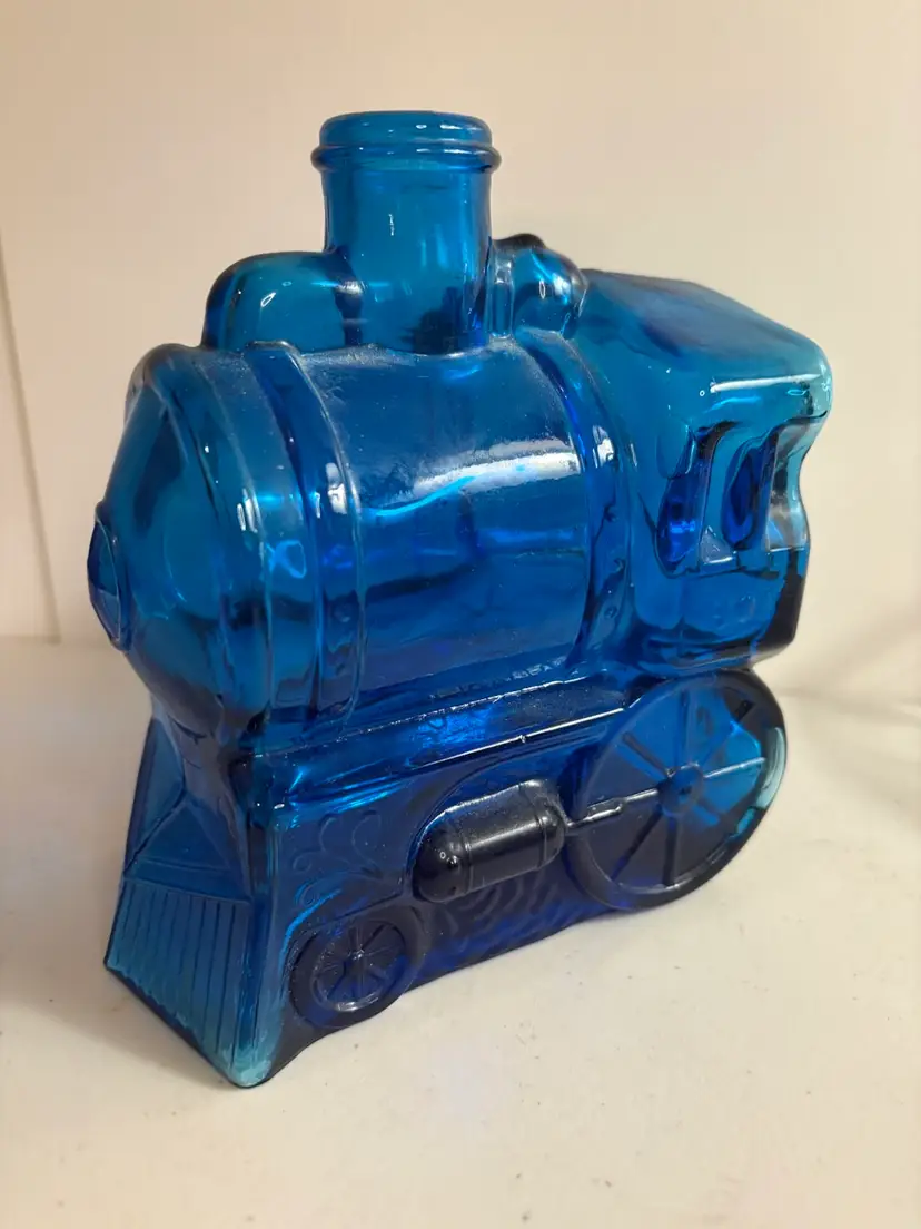 Brevettato Italy Cobalt Blue Glass Train Decanter