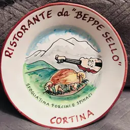 Hand Painted Ceramic Plate From A Restaurant In Cortina D’ Mezzo Italy