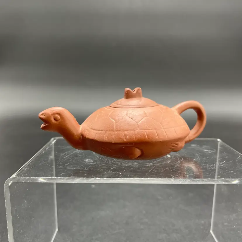 Chinese Yixing Turtle Shaped Clay Teapot Miniature Vintage