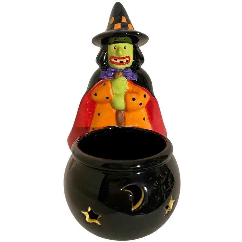 Mary Engelbreit Witch With Cauldron Tea Light Holder