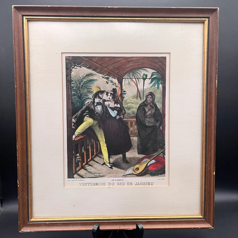 Brazilian “Vesturios Do Rio De Janeiro” Picture Artwork & Frame 14.25”