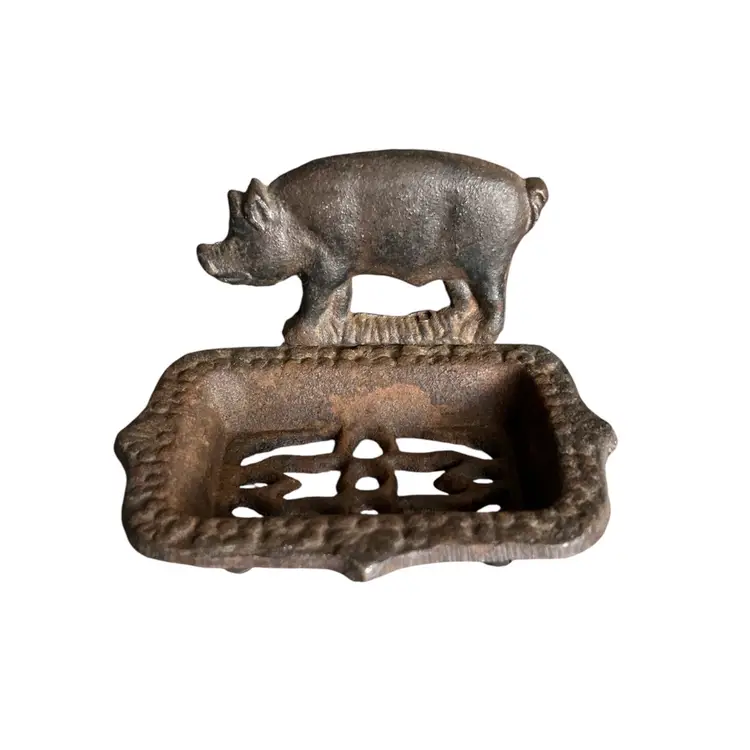 Vintage Cast Iron Pig Soap Dish