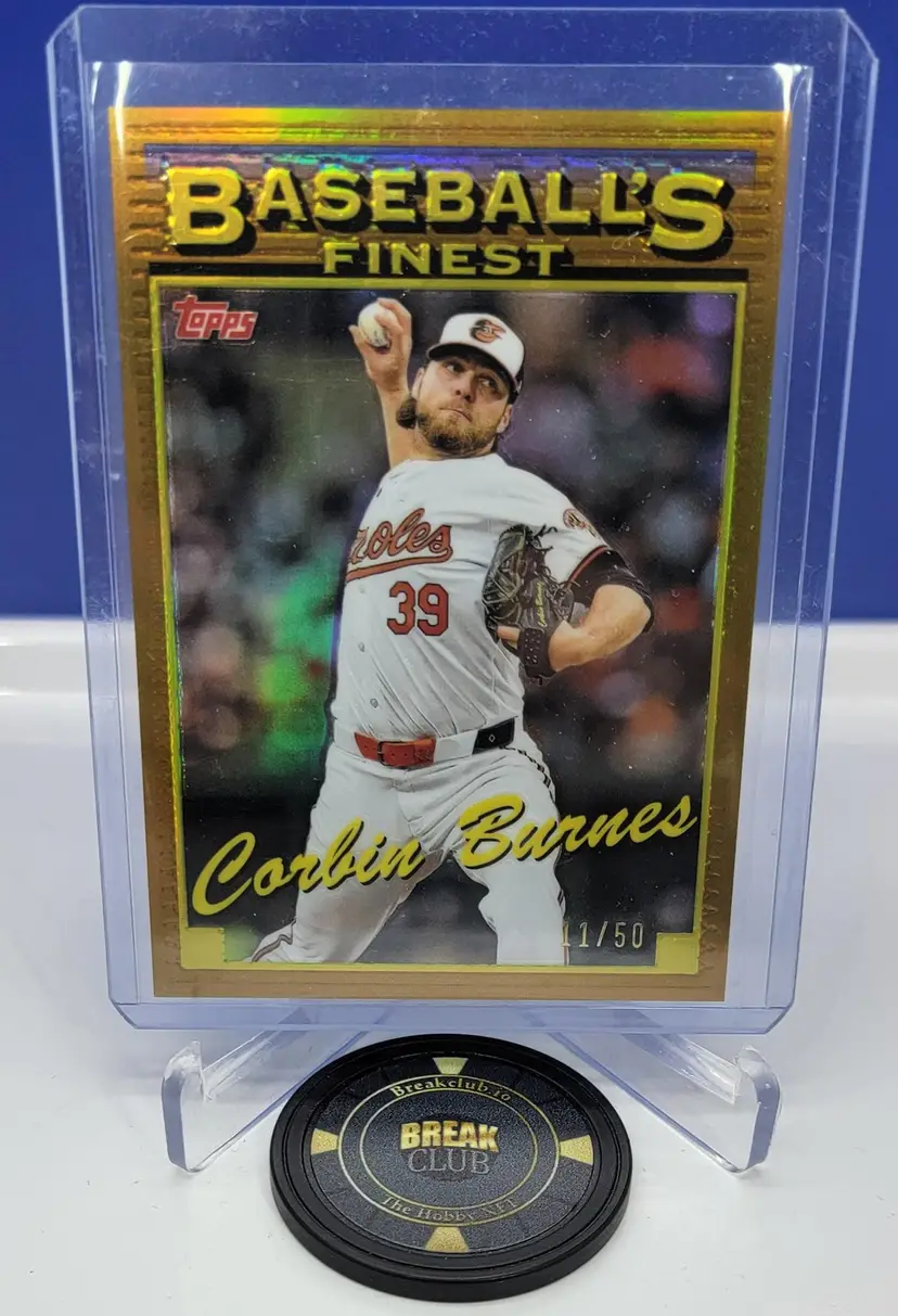 Corbin Burnes 2024 Topps Finest No.93-3 Baseballs Finest Gold Refractor #'d /50 Baltimore Orioles