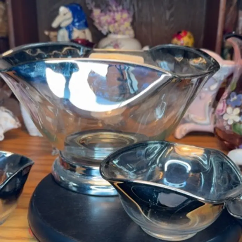 Dorothy Thorpe Silver Fade Chip Bowl w/3 Snack Bowls