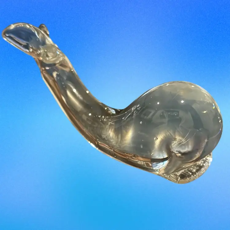 Vintage Clear Glass Sperm Whale Paperweight