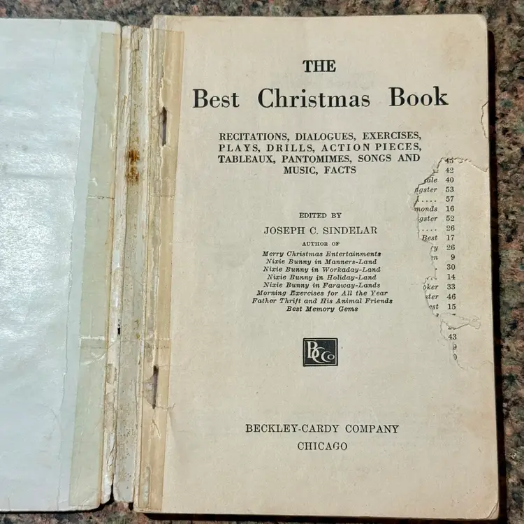 Vintage Softcover Edition The Best Christmas Book Plays, Songs, Tableaux Etc (1942) (KK)