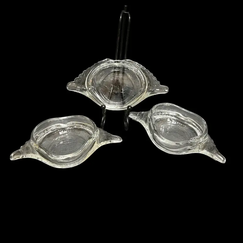 Glasbake Crab Shaped Deviled Crab Dishes Set Of 3 ~1.5β x 5.75β x 2.75β Each