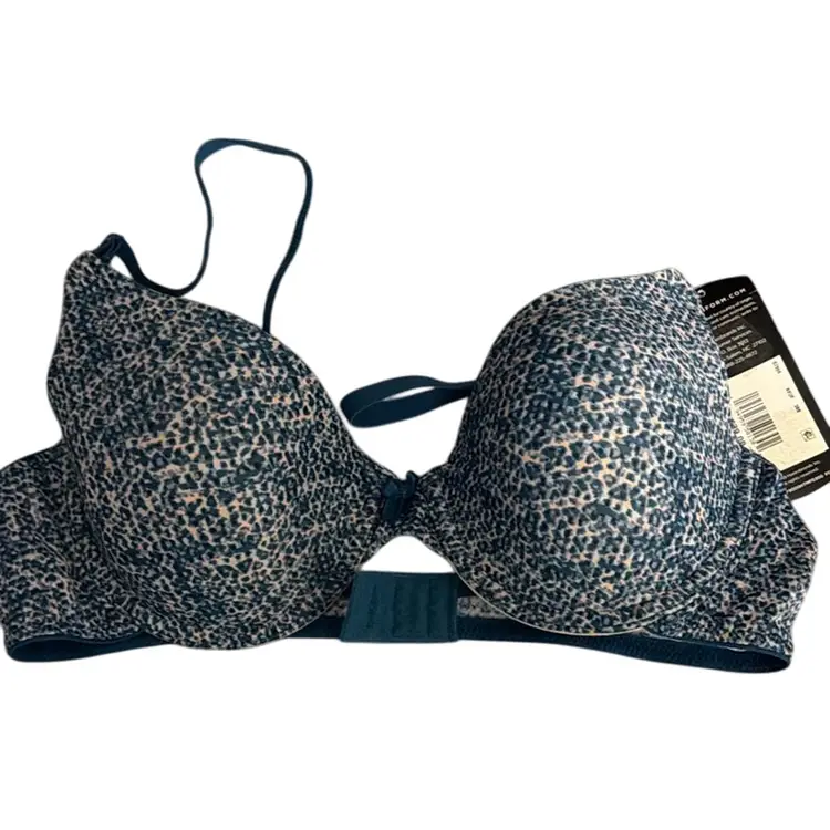 New$39 Maidenform Women's One Fab Fit Lightly Padded Underwire T-Shirt Bra (Retired Colors), Boucle Texture Print/Petro Teal, 38B