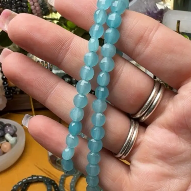 Amazonite 6mm Faceted Coin Bracelet