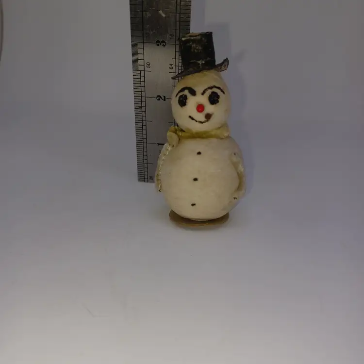 Vintage Antique Spun Cotton Snowman Figurine Christmas Decoration Putz Ornament