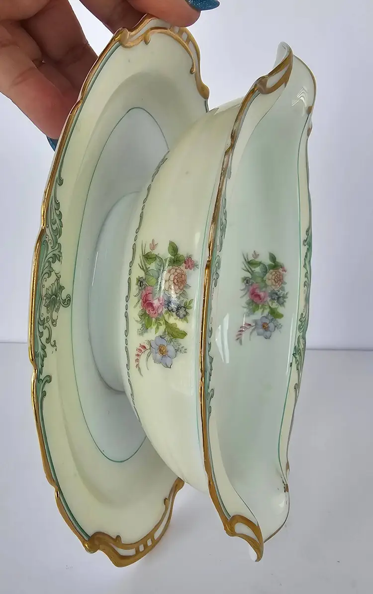 Vintage Noritake China Japan Gravy Boat w/ Attached Underplate